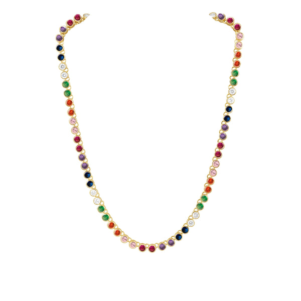 RAINBOW BEZEL TENNIS NECKLACE - THE MNRCH