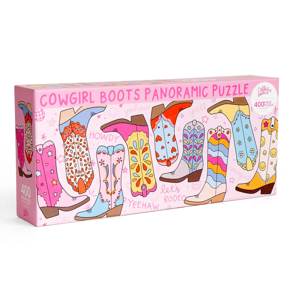 Western Cowgirl Boots - 400 Piece Panoramic Jigsaw Puzzle - THE MNRCH