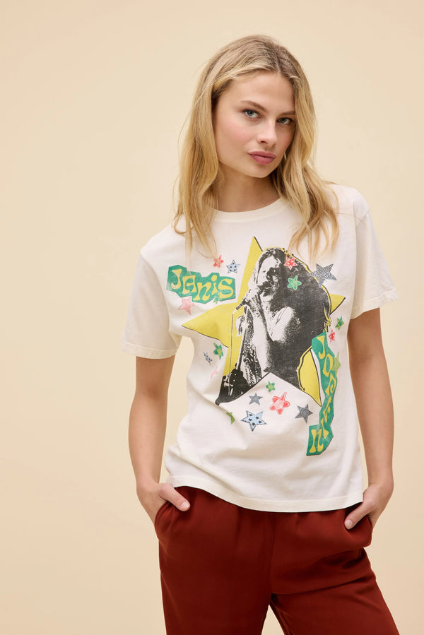 DAYDREAMER - JANIS JOPLIN SCRAPBOOK ART BOYFRIEND TEE - THE MNRCH