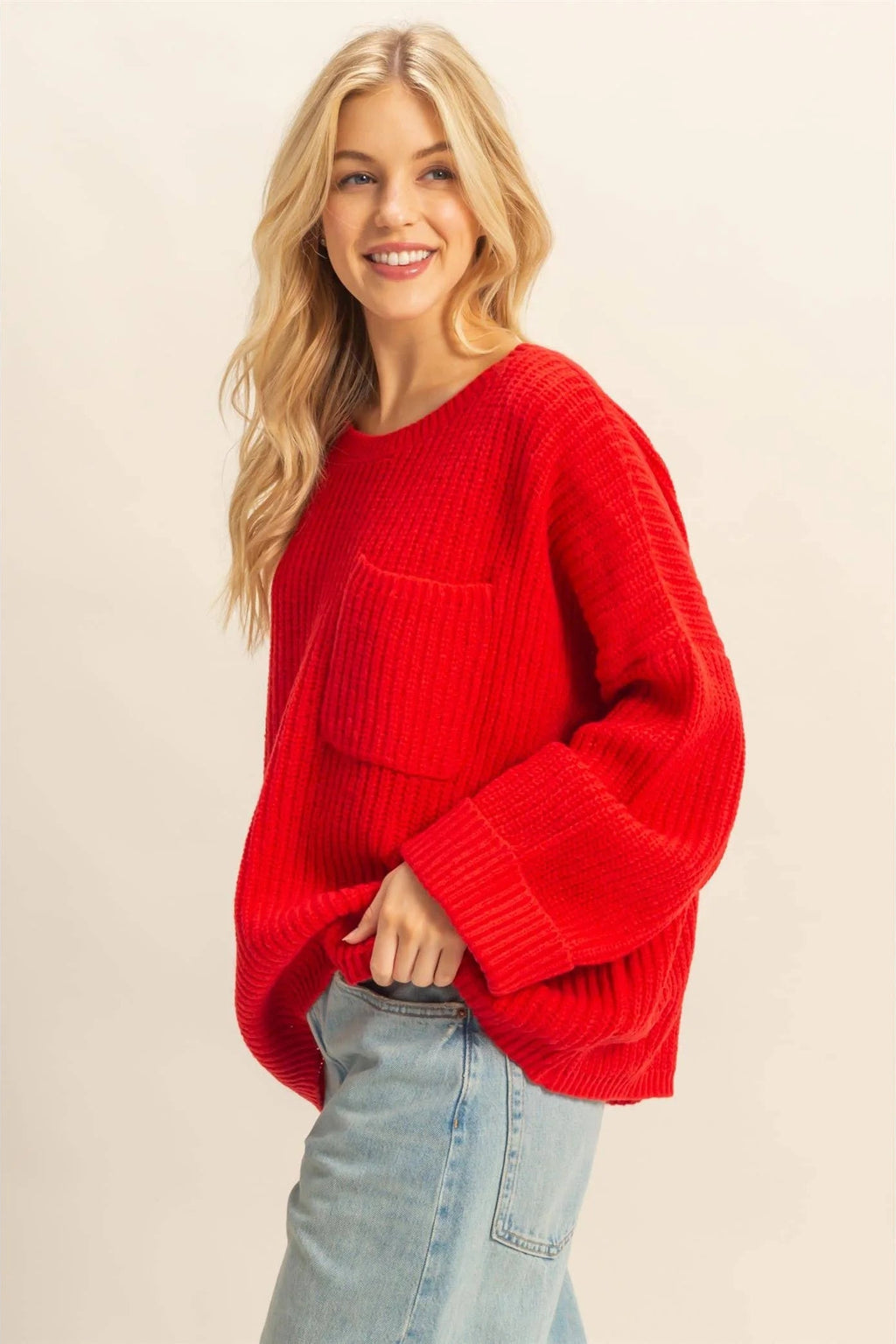 JAX OVERSIZED SWEATER - CHERRY - THE MNRCH