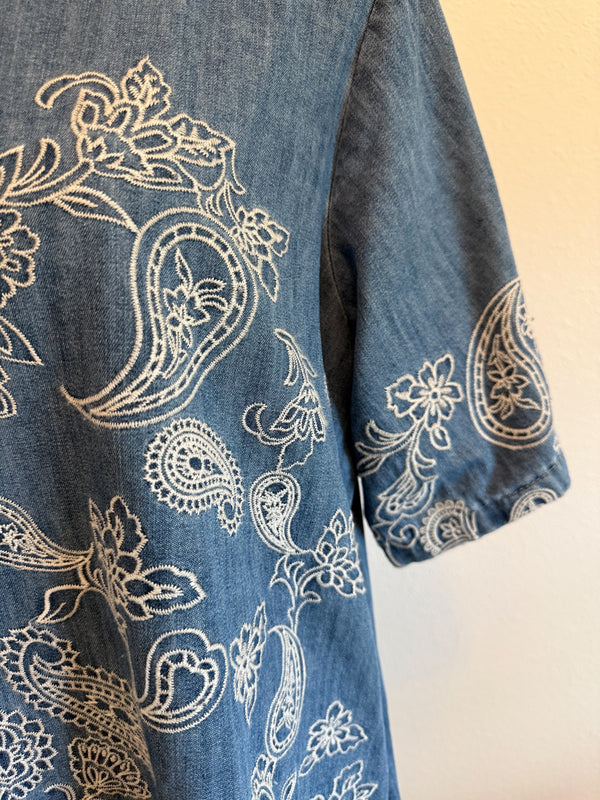 EMBROIDERED DENIM TUNIC DRESS - THE MNRCH