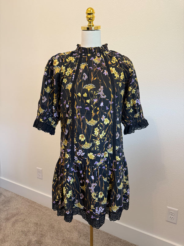 BLACK FLORAL DRESS - THE MNRCH