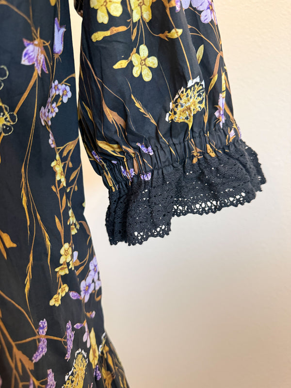 BLACK FLORAL DRESS - THE MNRCH