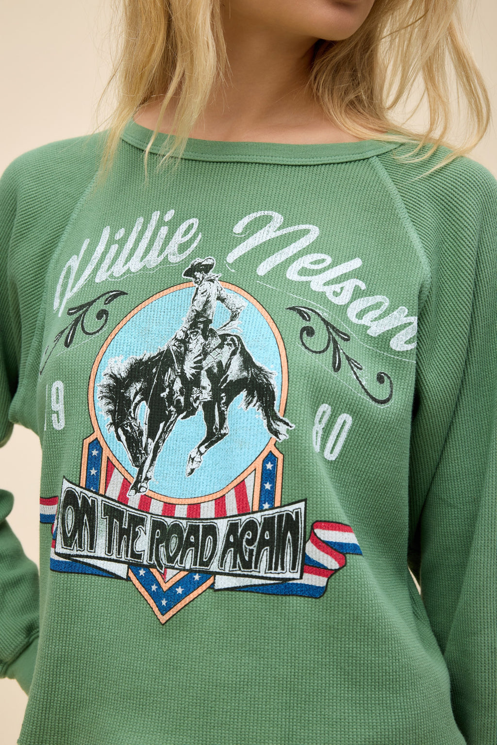 DAYDREAMER - WILLIE NELSON 1980 COWBOY RAGLAN THERMAL LONG SLEEVE - THE MNRCH