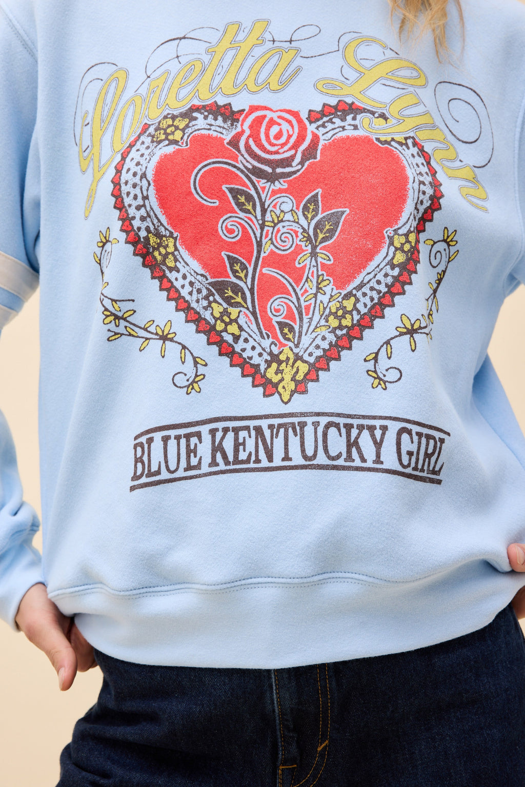 DAYDREAMER - LORETTA LYNN BLUE KENTUCKY GIRL VARSITY SWEATSHIRT - THE MNRCH