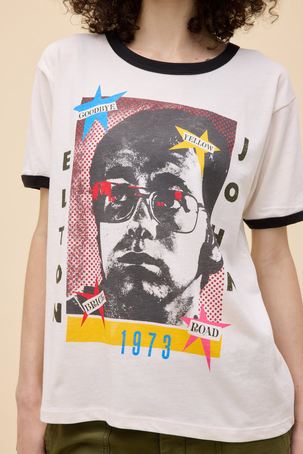 DAYDREAMER - ELTON JOHN 1973 POP ART OVERSIZED RINGER TEE - THE MNRCH