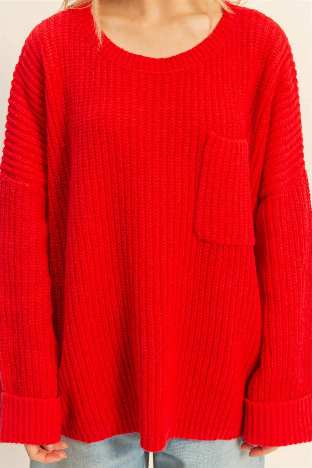 JAX OVERSIZED SWEATER - CHERRY - THE MNRCH